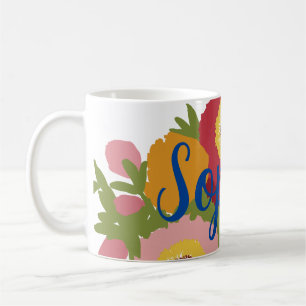 Mug Floral Coloré Avec Nom Personnalisé