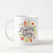 Mug Floral Custom Bonne photo d'anniversaire (Gauche)