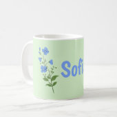 Mug Floral daisy modern personalized cute elegant blue (Devant gauche)