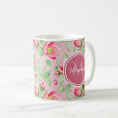 Mug Floral De Fleur De Pomme Rose Douce Avec Monogramm (Devant droit)