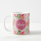 Mug Floral De Fleur De Pomme Rose Douce Avec Monogramm (Gauche)