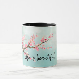 Mug Floral de fleurs de cerisiers roses d'Aqua