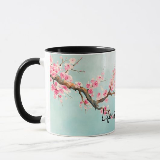 Mug Floral de fleurs de cerisiers roses d'Aqua (Gauche)