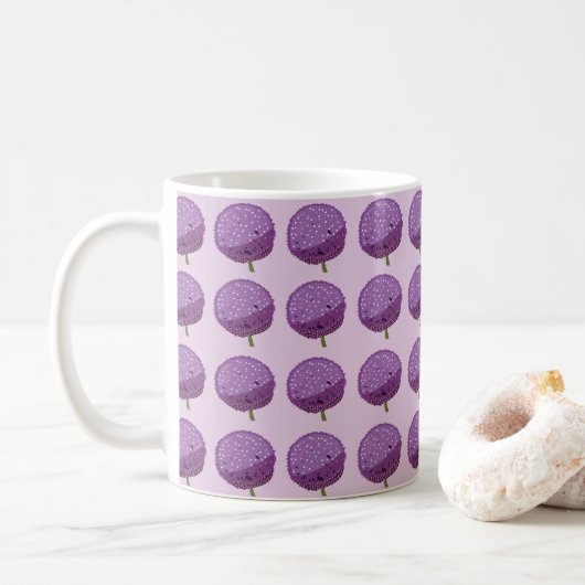 Mug Floral de fleurs violettes Allium (Avec donut)