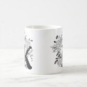 Mug Floral de Monogramme noir et blanc (Centre)