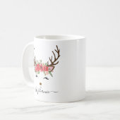 Mug floral de rennes de Noël personnalisé (Devant gauche)