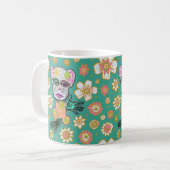 Mug Floral de rouleaux turquoise par Natalie Schorr (Devant gauche)
