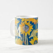 Mug Floral de tournesol jaune Monogramme initial (Devant gauche)