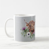 Mug Floral de vache Brown écossaise personnalisé (Gauche)