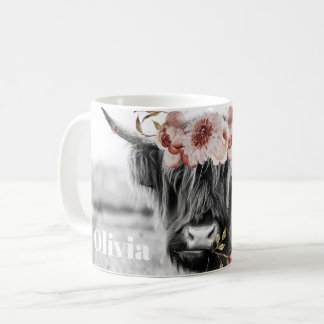 Mug Floral de vache de Highland | Western Cowgirl Nom