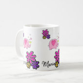 Mug floral d'éléphant rose (Devant gauche)