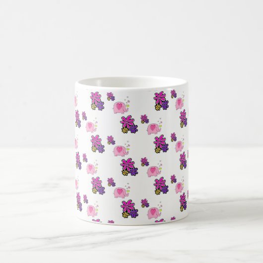Mug floral d'éléphant rose (Centre)