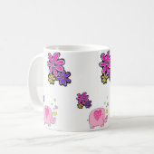 Mug floral d'éléphant rose (Devant gauche)