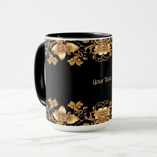 Mug floral doré (Devant gauche)