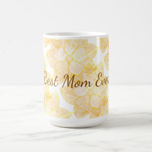 Mug floral doré ensoleillé "Meilleure Maman Du Mon