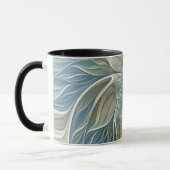 Mug Floral Dream Motif Abstrait Blue Khaki Fractal (Gauche)