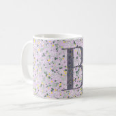 Mug Floral Elegant Classy Monogram B lilas avec phrase (Devant gauche)