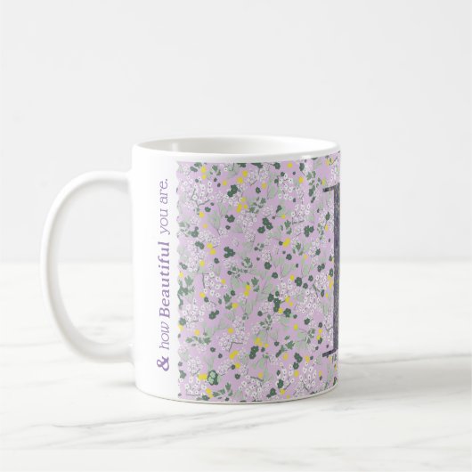 Mug Floral Elegant Classy Monogram B lilas avec phrase (Gauche)