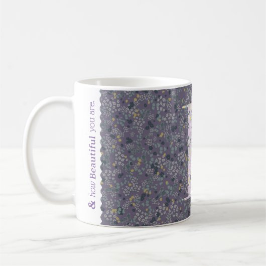 Mug Floral Elegant Classy Monogram B violet avec phras (Gauche)