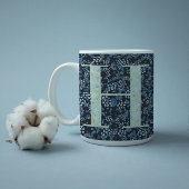 Mug Floral Elegant Classy Monogram H bleu avec phrase