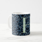 Mug Floral Elegant Classy Monogram H bleu avec phrase (Devant gauche)