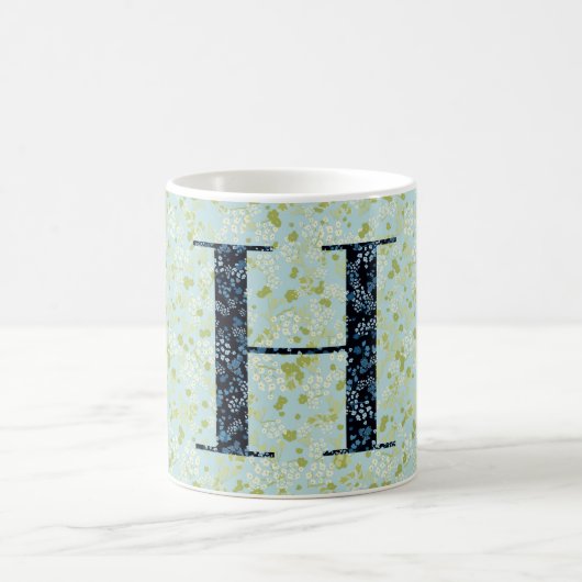Mug Floral Elegant Classy Monogram H blue w/phrase (Centre)