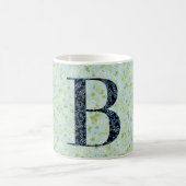 Mug Floral Elegant Classy Monogramme B bleu avec phras (Centre)