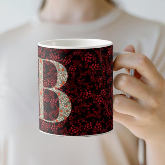 Mug Floral Elegant Classy Monogramme B rouge avec phra