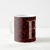 Mug Floral Elegant Classy Monogramme B rouge avec phra (Devant gauche)