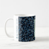 Mug Floral Elegant Classy Monogramme F bleu avec phras (Gauche)