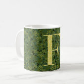 Mug Floral Elegant Classy Monogramme F vert avec phras (Devant gauche)