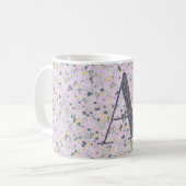 Mug Floral Elegant Classy Monogramme Un lilas avec phr (Devant gauche)