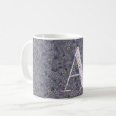 Mug Floral Elegant Classy Monogramme Un violet avec ph (Devant gauche)
