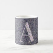 Mug Floral Elegant Classy Monogramme Un violet avec ph (Centre)