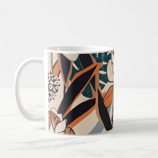 Mug Floral Empreinte de léopard : Abstrait à main (Gauche)