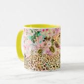 Mug Floral empreinte de léopard tropical hawaïen (Devant gauche)