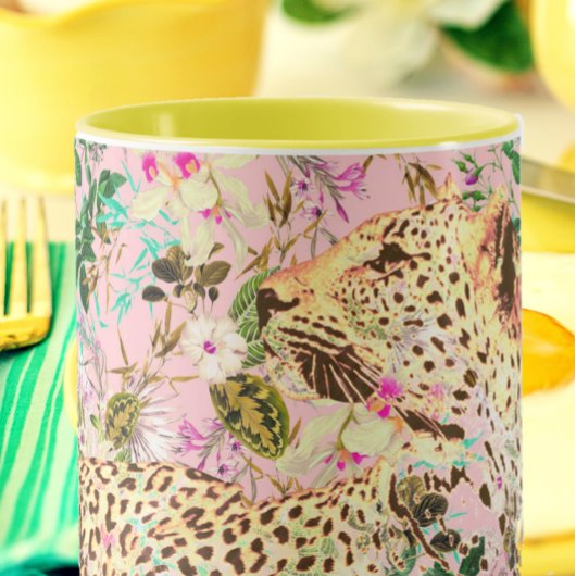 Mug Floral empreinte de léopard tropical hawaïen