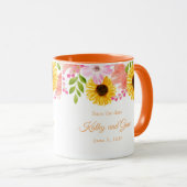 Mug floral-Enregistrer la date (Devant droit)