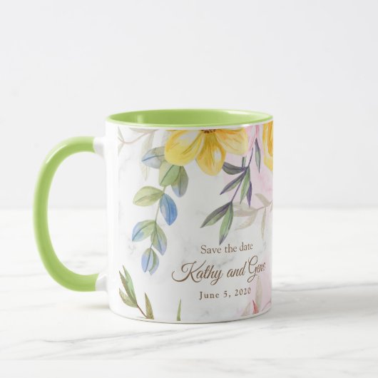 Mug floral-Enregistrer la date (Gauche)