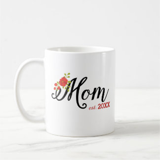 Mug Floral et cursif établis par maman
