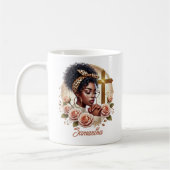 Mug Floral Ethnique chrétienne priant femme noire (Gauche)