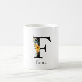 Mug Floral F monogramme avec nom modifiable (Centre)