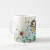 Mug Floral Fairy Brown Cheveux fille Nom personnalisé  (Devant gauche)