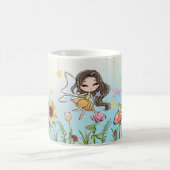 Mug Floral Fairy Brown Cheveux fille Nom personnalisé  (Centre)