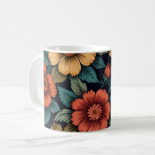 Mug Floral Fantasy: Bold and Colorful Designs (Devant gauche)