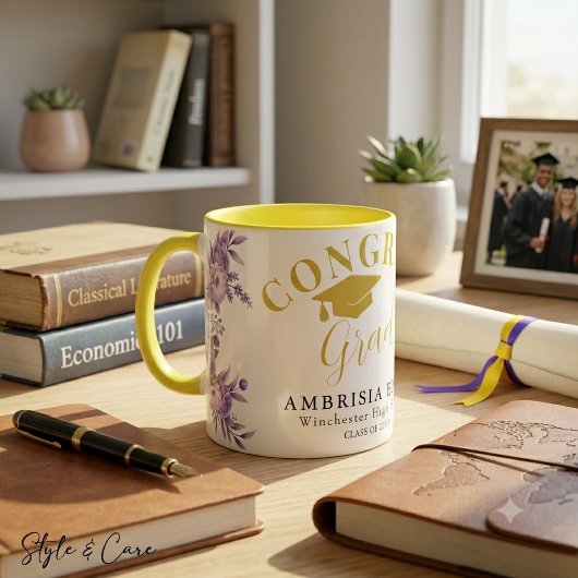 Mug Floral Félicitations Combo Diplômé – Idée Cade