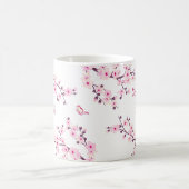Mug Floral Fleur de cerisier Monogramme rose blanc (Centre)