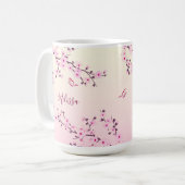 Mug Floral Fleurs de cerisiers Monogramme rose (Devant gauche)