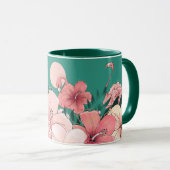 Mug Floral Florida Flamants roses Tropical Garden Turq (Devant droit)