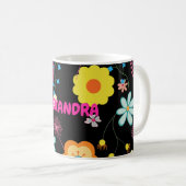 Mug Floral Flower Power Coloré rose (Devant droit)